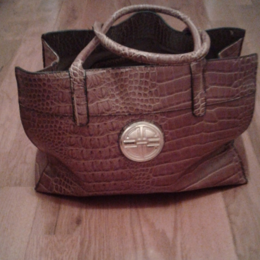 BROWN alligator print purse